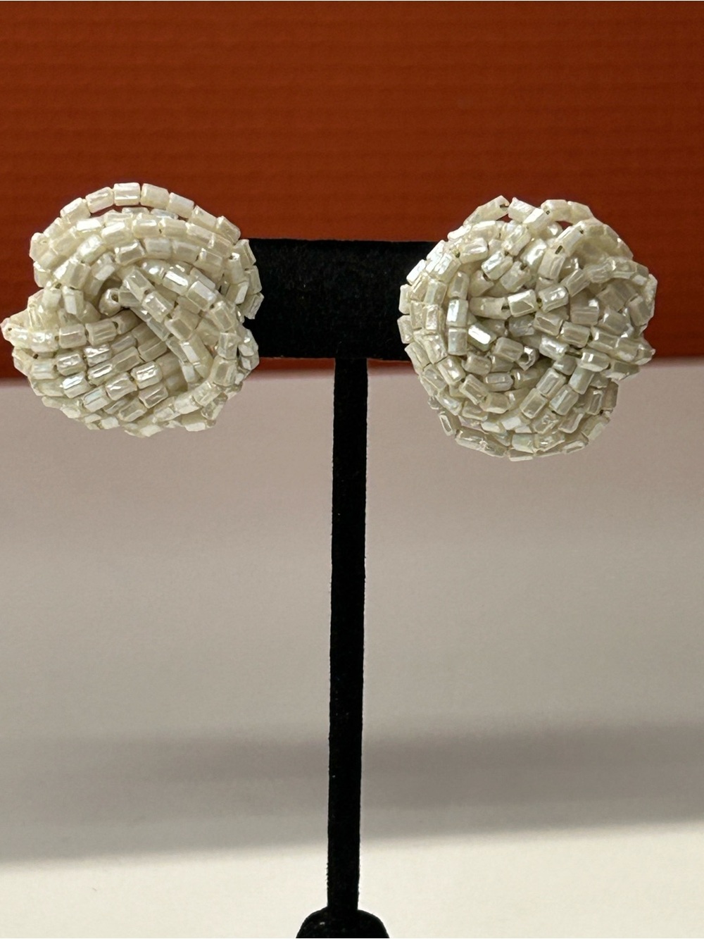 Vintage luminous bead cluster earrings